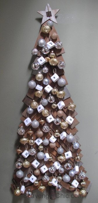 Advent Calendar Christmas tree, cedar shingles, wood christmas tree