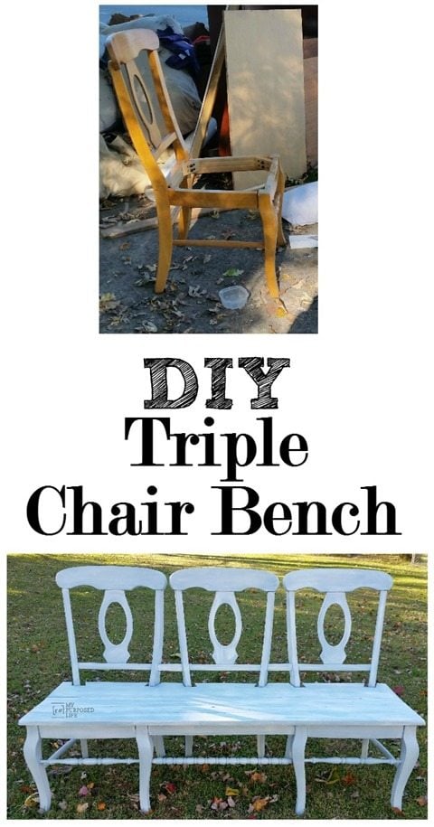 DIY triple chair bench, great for your farm table