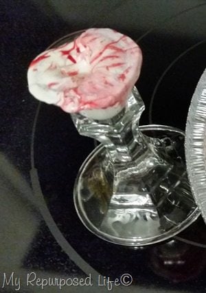 melted peppermints act as glue for the peppermint platter