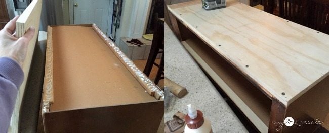 attaching plywood bottom to bench