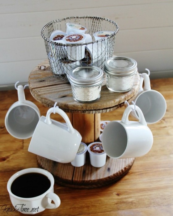 Coffee Station from a Repurposed Cable Spool