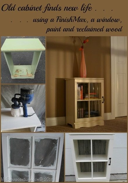 old cabinet gets a new life with an old window as a door