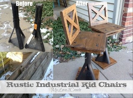 MyLove2Create Rustic Industrial kid chairs MyRepurposedLife.com