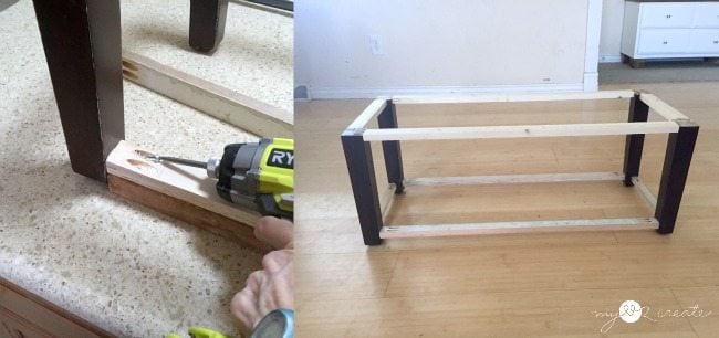adding shelf support to storage bench