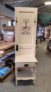 old door made into an easy build hall tree