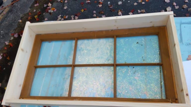 window with a wooden frame to make a cabinet