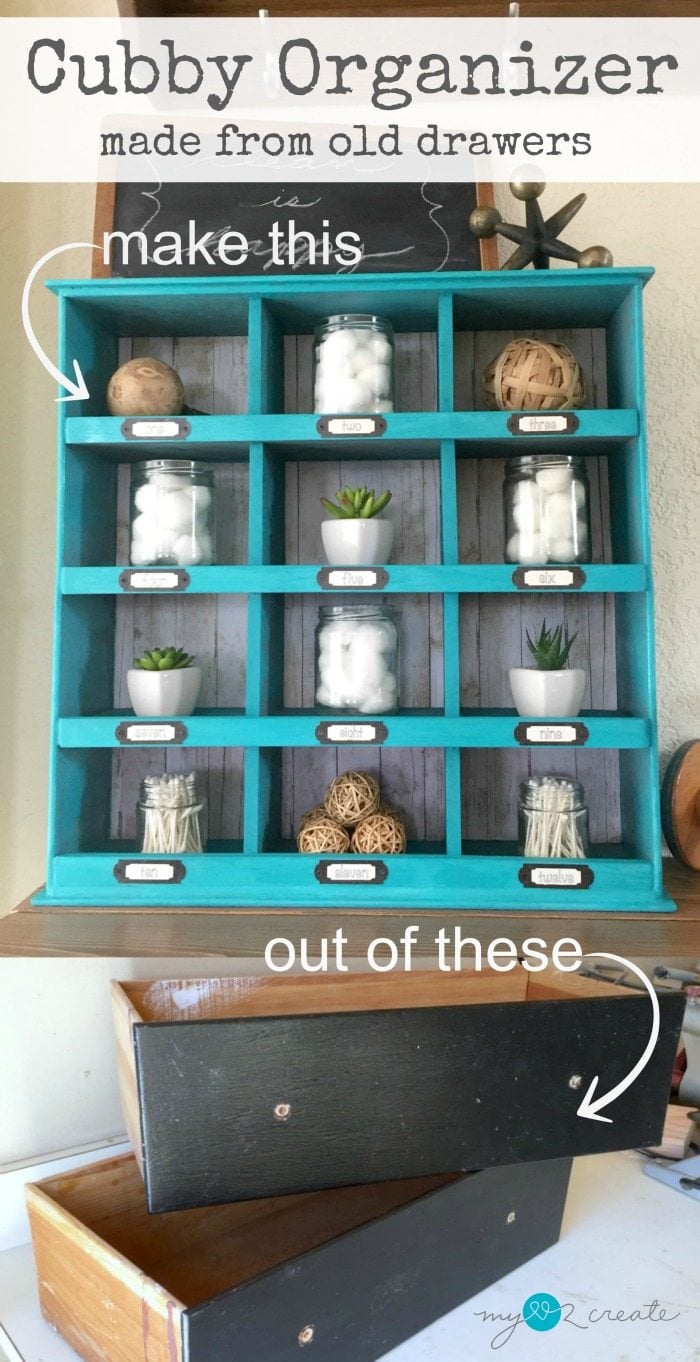 diy cubby organizer made from old drawers