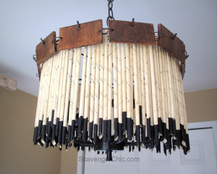 Recycled Book Pages Chandelier