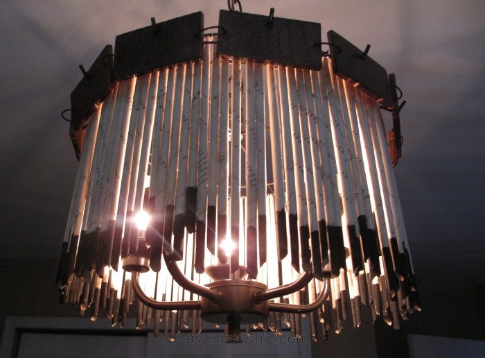 Recycled Book Pages Chandelier, Upcycled Chandelier