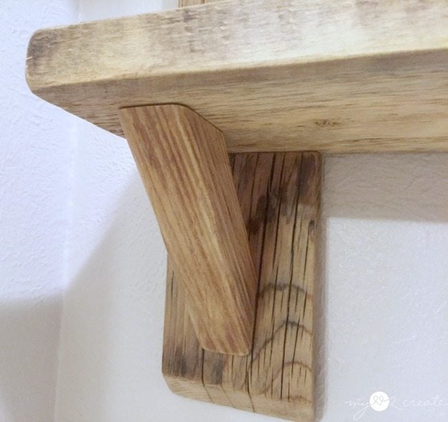 bottom support bracket for wood shelves