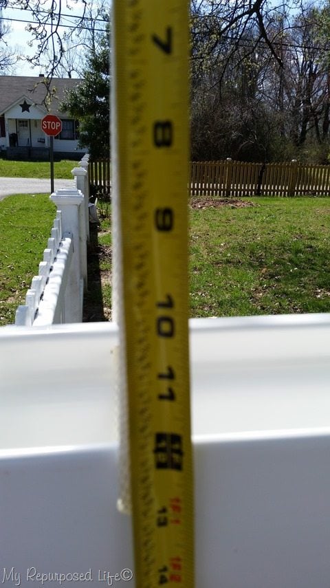 measure height of gutter planter