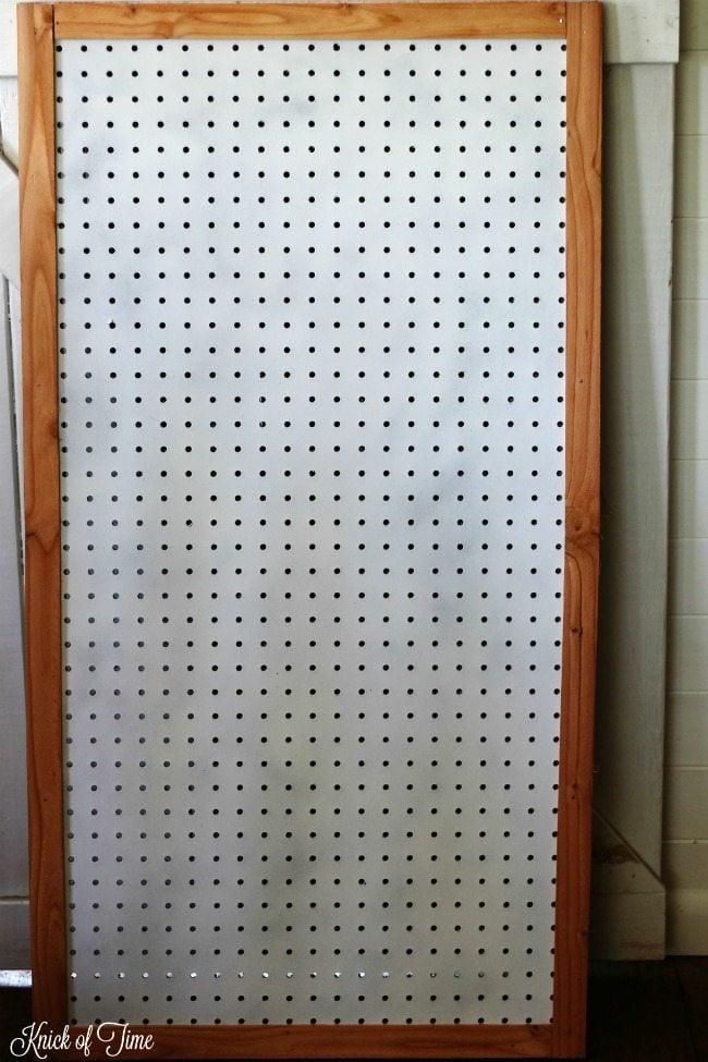 painted and framed pegboard