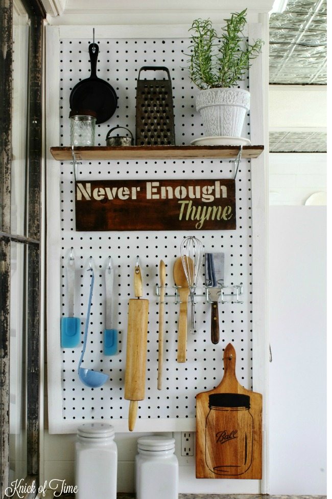 Utilize the space on a small wall in your kitchen with a pegboard organizer - Knick of Time