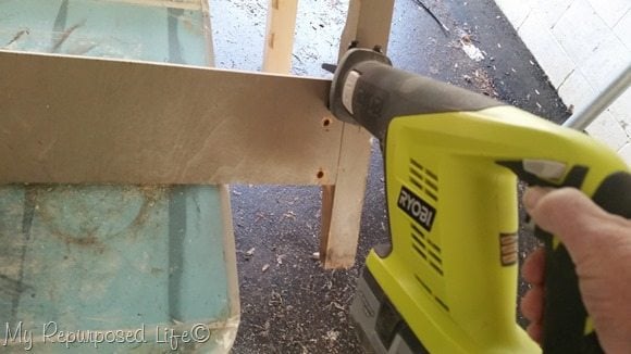 reciprocating saw cuts headboard