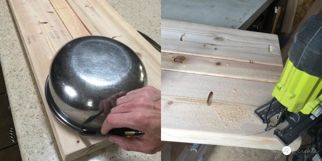 rounding bench top edges with a bowl and jigsaw