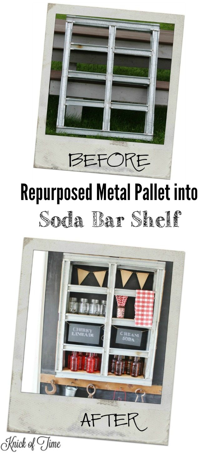 How to turn a metal pallet into a hanging soda bar - KnickofTime.net