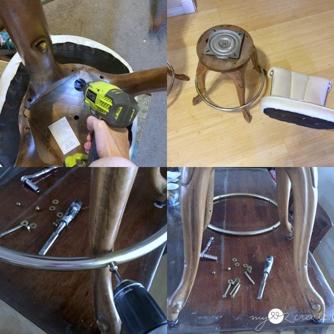 taking apart bar stool to use legs for bench