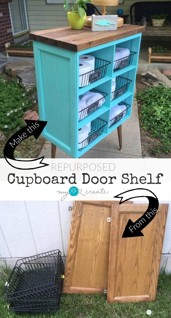 Repurposed Cupboard Door Shelf