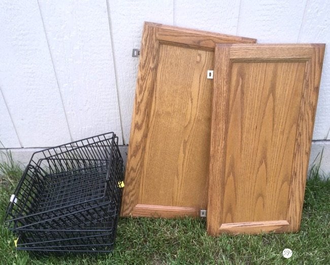 before of cupboard doors and baskets