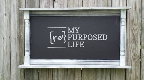 large cabinet door spindle chalkboard MyRepurposedLife.com