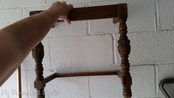 making a wall shelf from an old chair