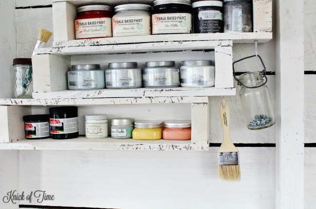 pallet shelf for painting supplies