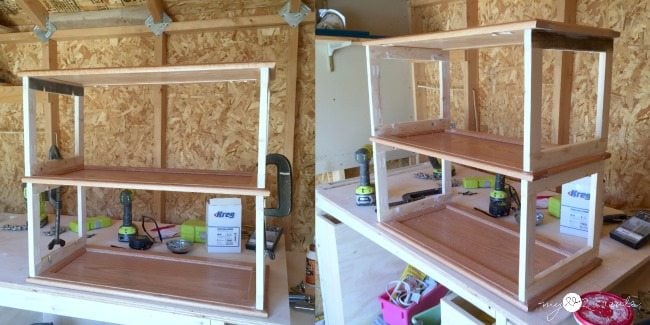 adding third cupboard door shelf