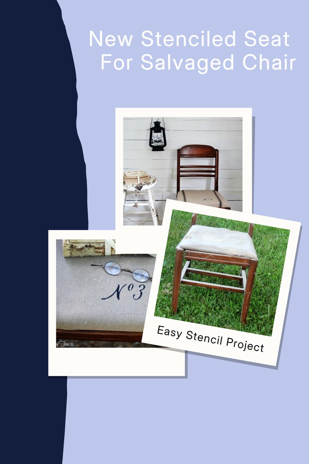 new stenciled seat for salvaged chair