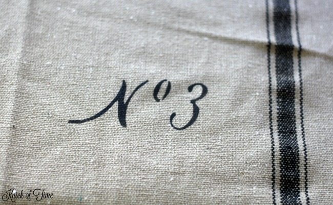 number font stencil on fabric