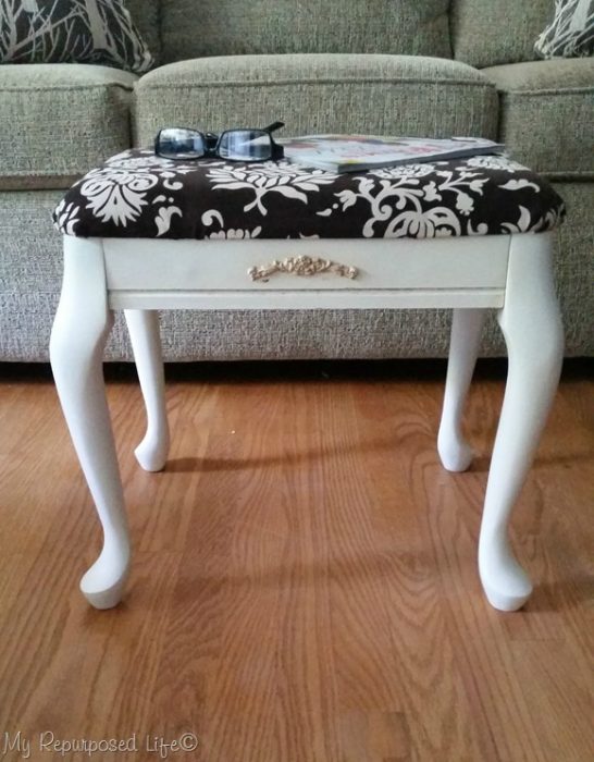 small thrift store footstool makeover