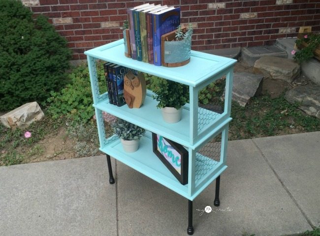 top side view of bookshelf