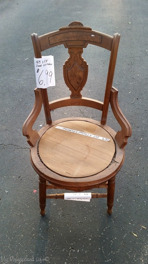 antique chair with borken seat