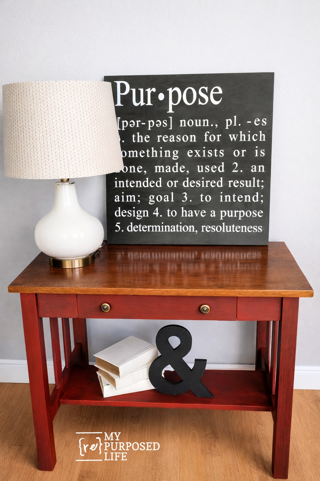 antique library makeover with paint and stain