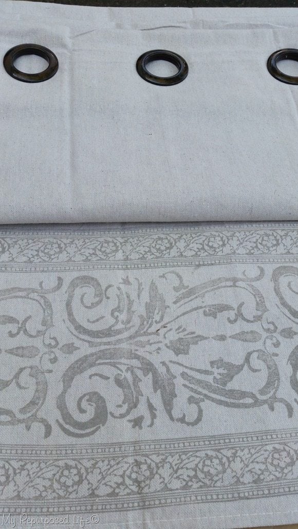 diy stamped drop cloth grommet curtain panel