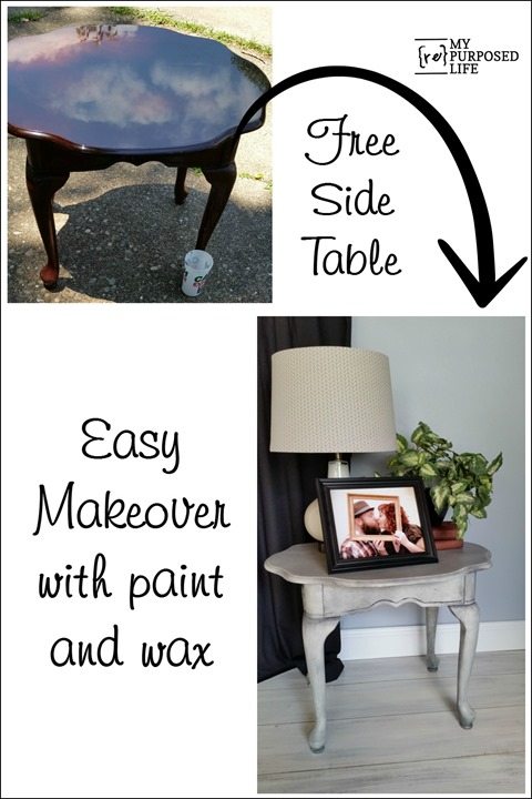 free side table easy makeover with paint and wax MyRepurposedLife.com