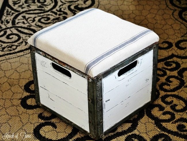 how to turn a milk crate into an ottoman with storage