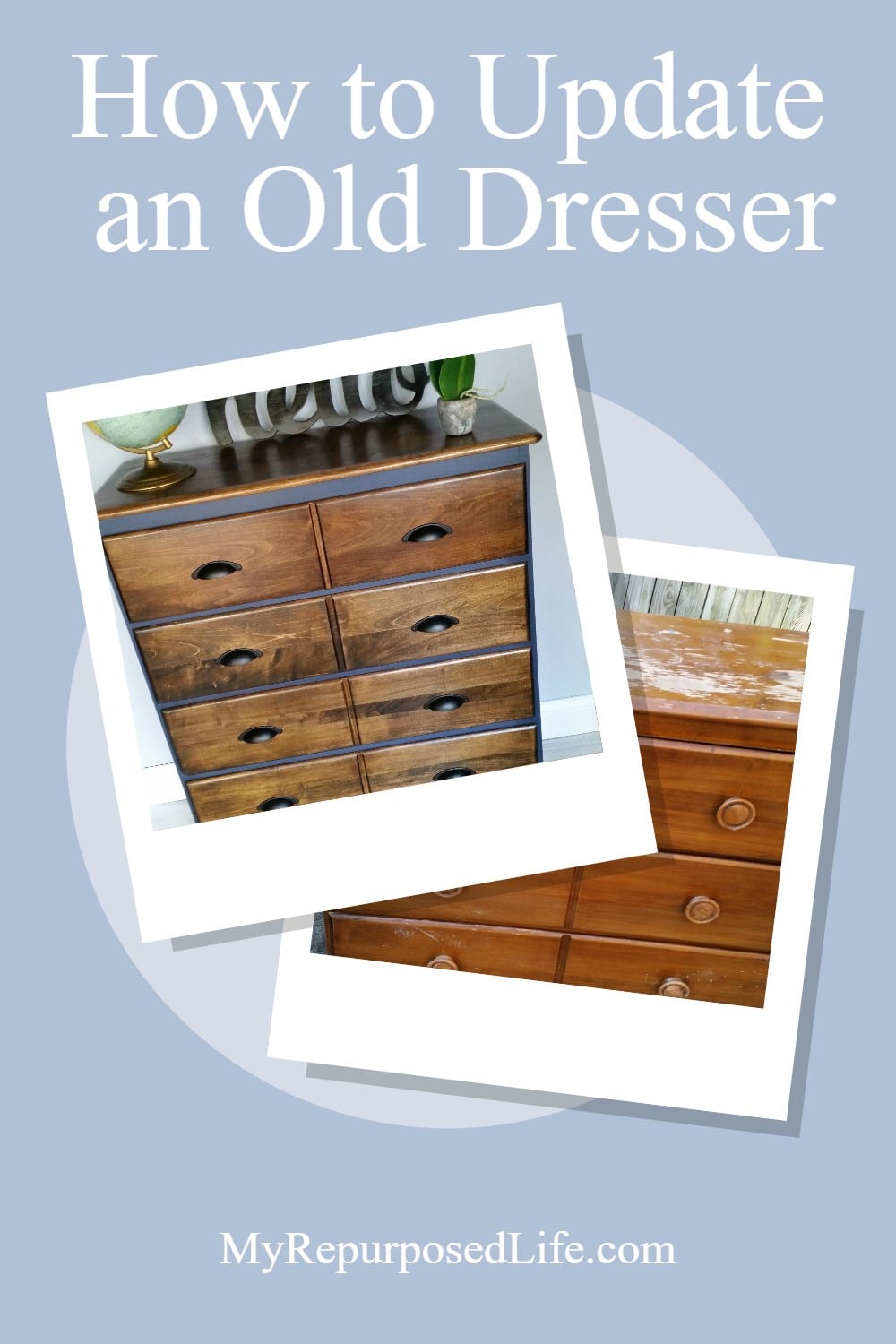 How to update a dresser using old furniture. Removing the front trim helps to modify the look of this vintage dresser. Photo tutorial included. #MyRepurposedLife #repurposed #furniture #update #dresser #modern via @repurposedlife