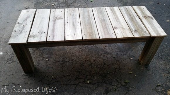 outdoor reclaimed wood coffee table or bench