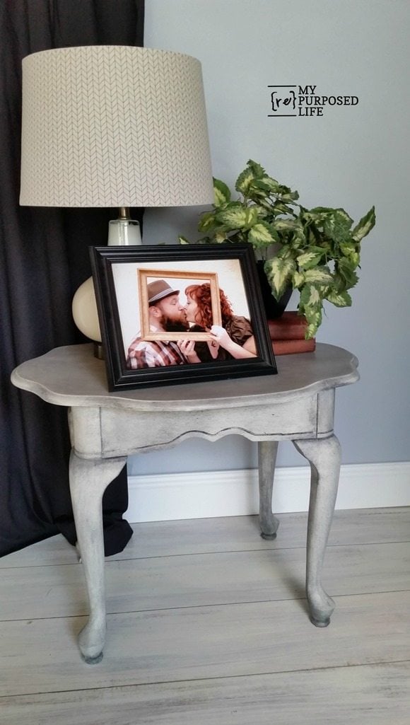 thrift store side table makeover with paint and wax MyRepurposedLife.com