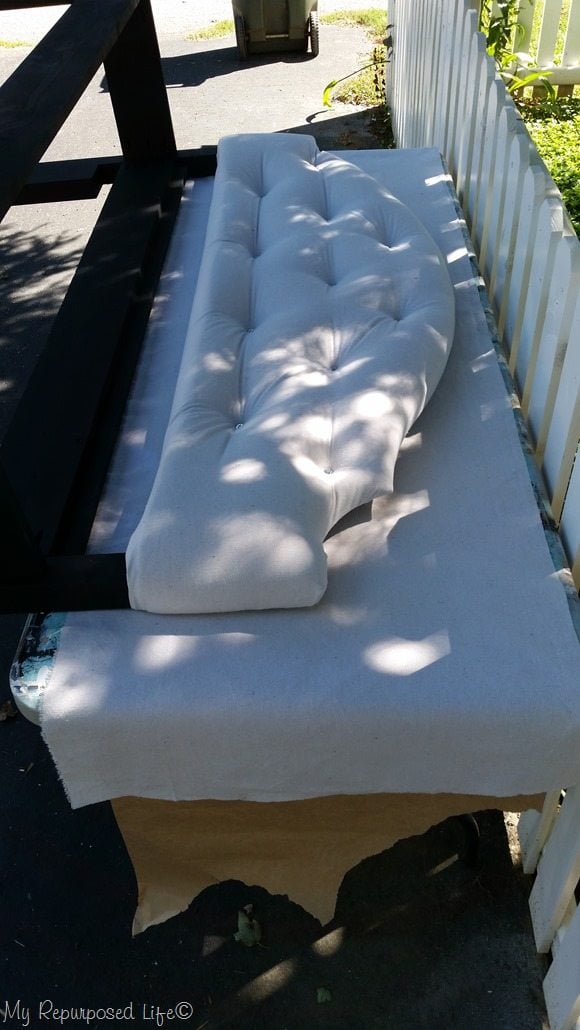 trace fabric for back of headboard bench