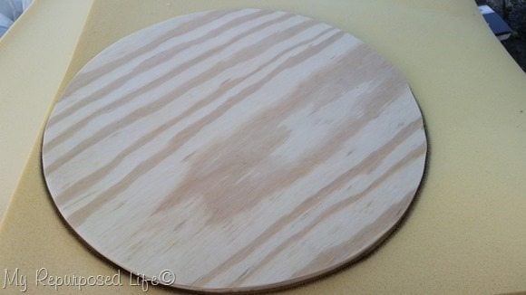 trace wooden chair seat circle onto foam