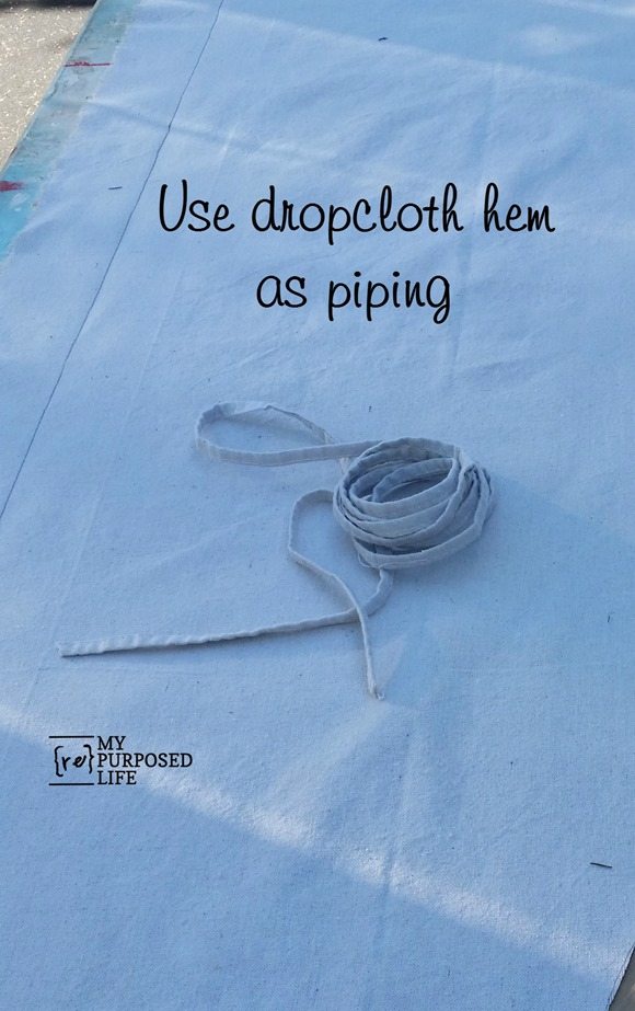 use drop cloth hem as piping MyRepurposedLife.com