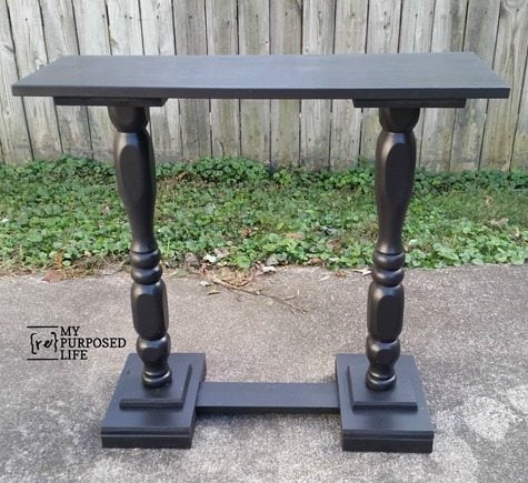 black double pedestal table made from scraps MyRepurposedLife.com