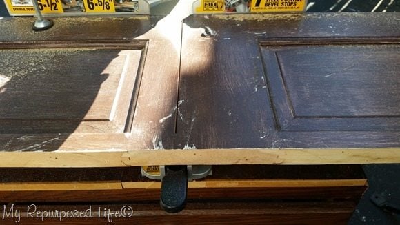 cutting door on miter saw