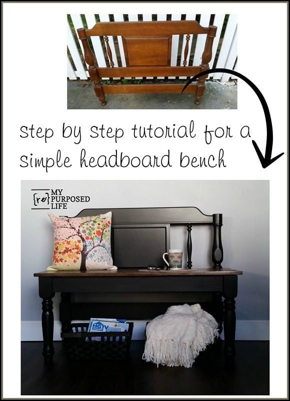 step by step tutorial for a simple headboard bench MyRepurposedLife.com