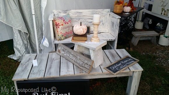 whitewashed reclaimed lumber coffee table bench