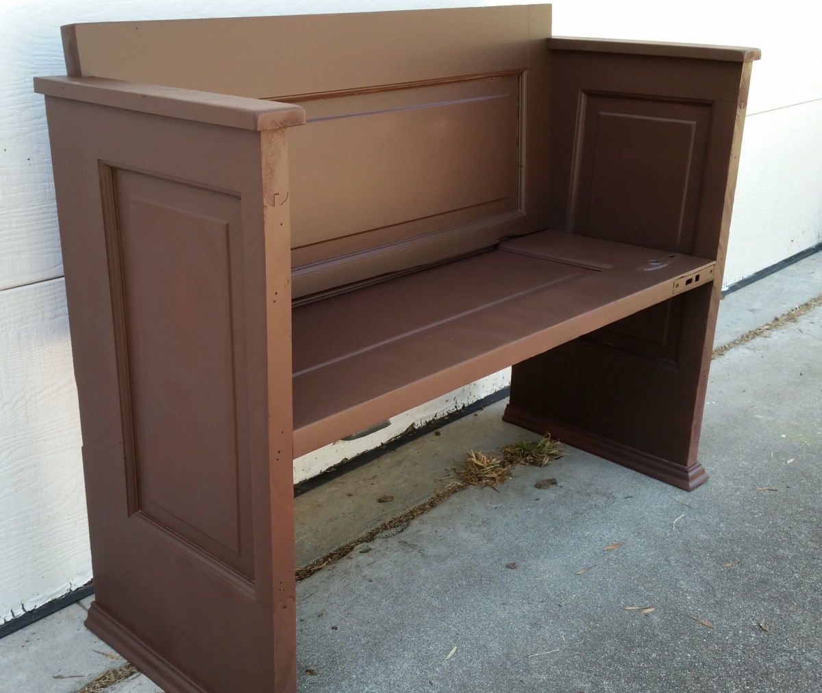 brown door bench