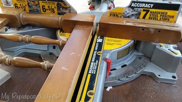 cut headboard on miter saw