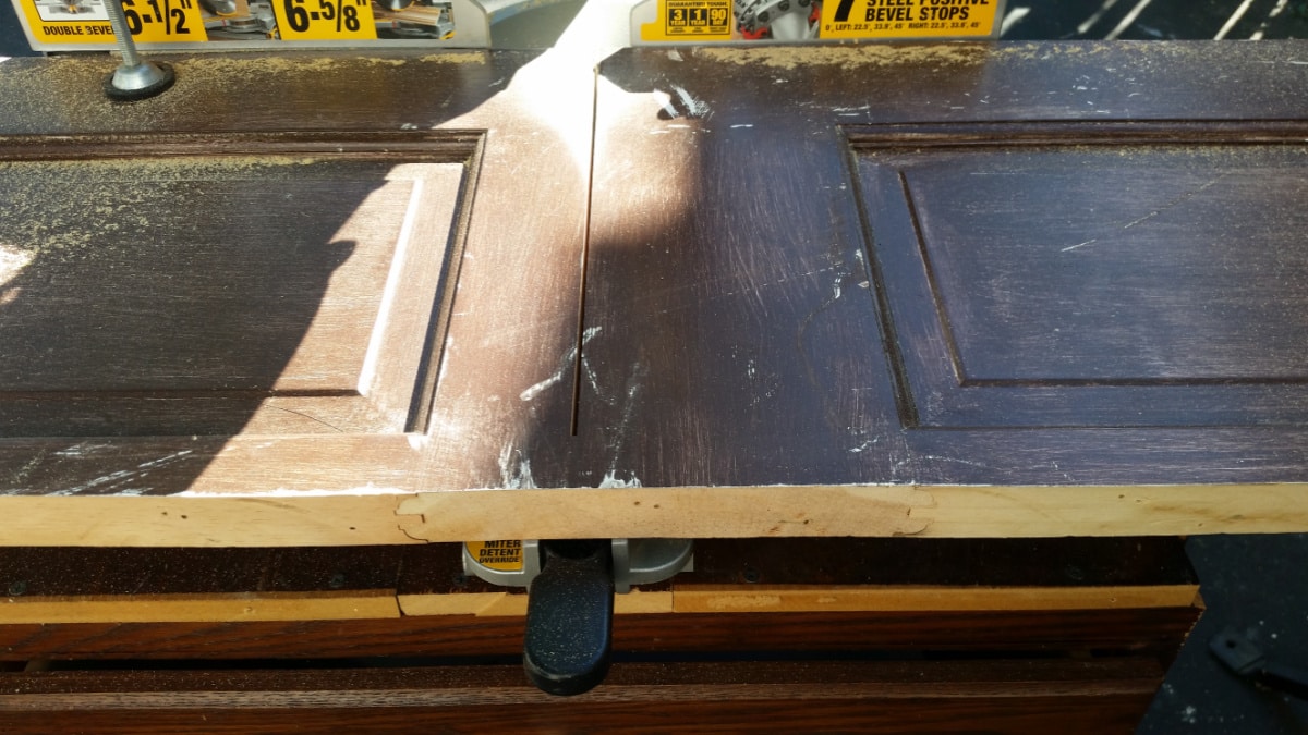 cutting door on miter saw