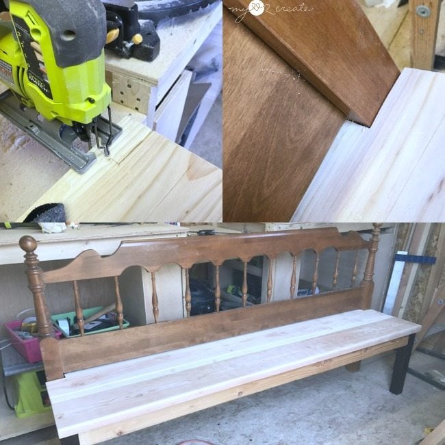 notching out seat boards for headboard bench 